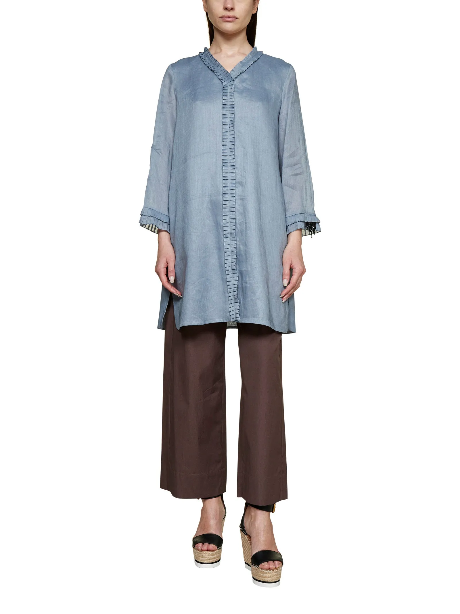 'S Max Mara Long-Sleeved V-Neck Midi Dress