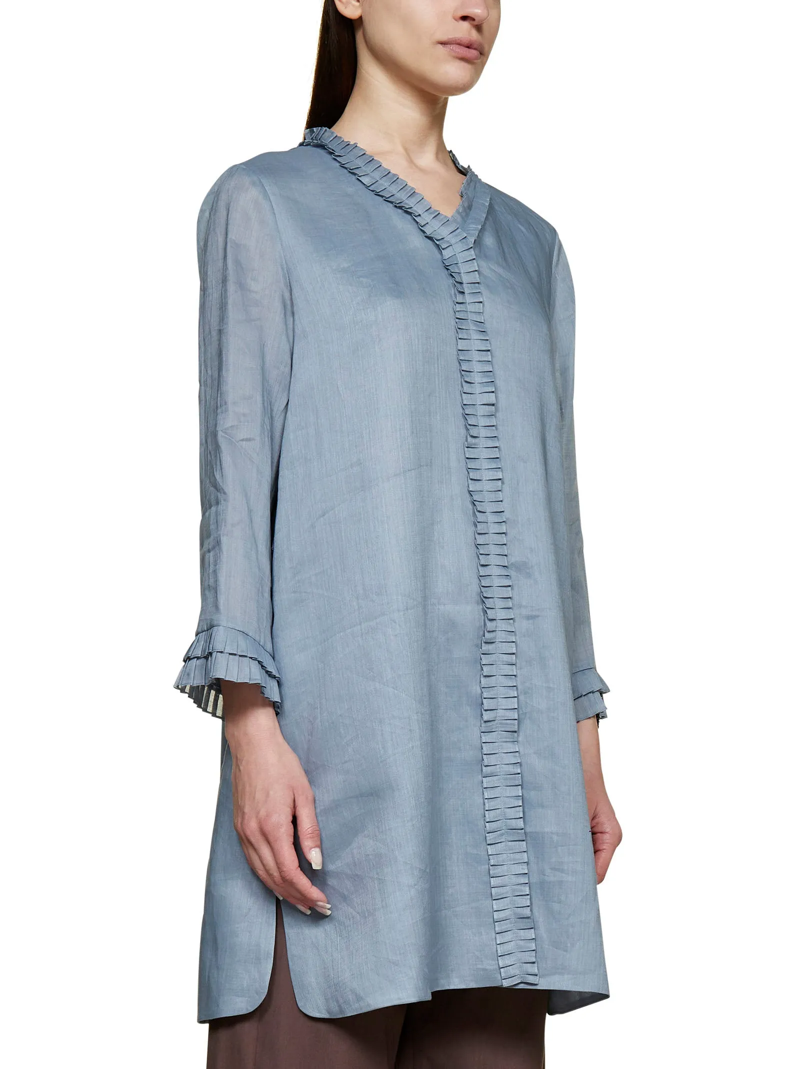 'S Max Mara Long-Sleeved V-Neck Midi Dress