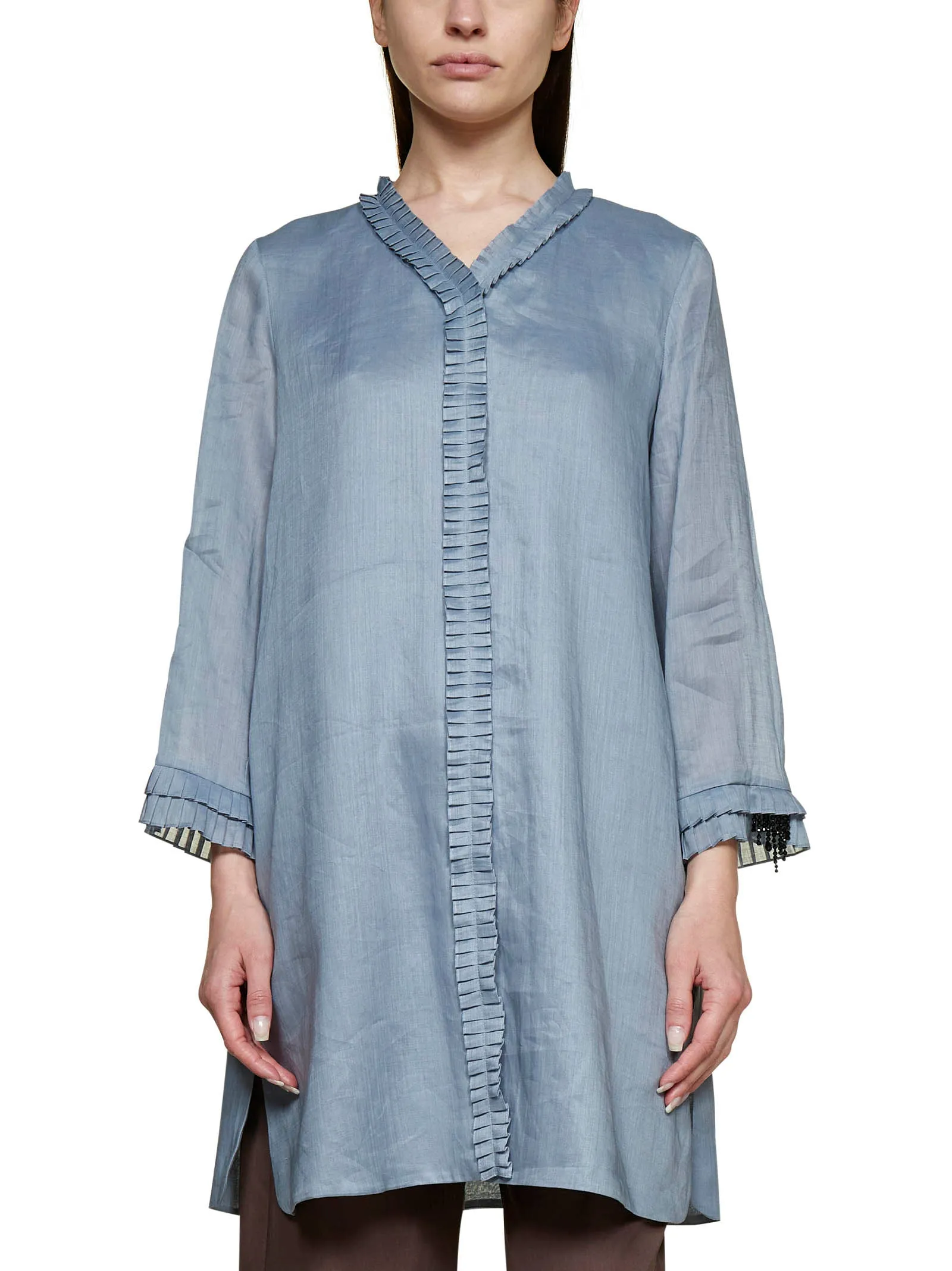 'S Max Mara Long-Sleeved V-Neck Midi Dress