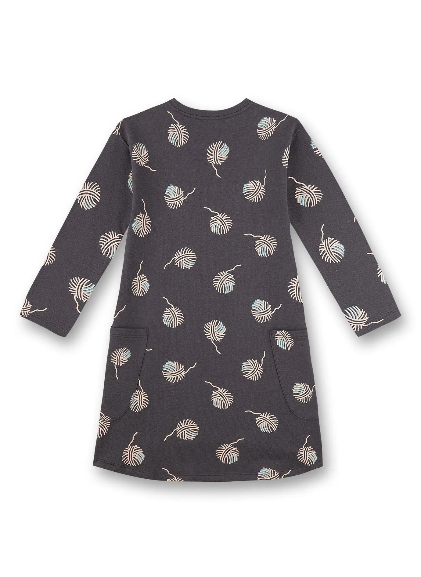 Sanetta Girl's Dark Grey Print Dress