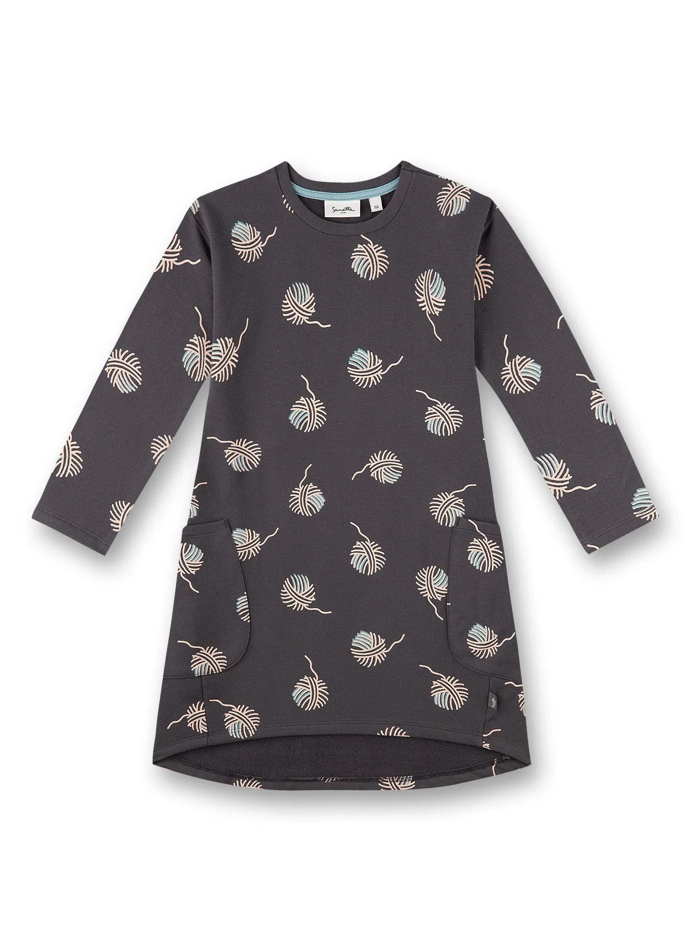 Sanetta Girl's Dark Grey Print Dress