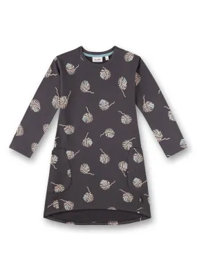 Sanetta Girl's Dark Grey Print Dress