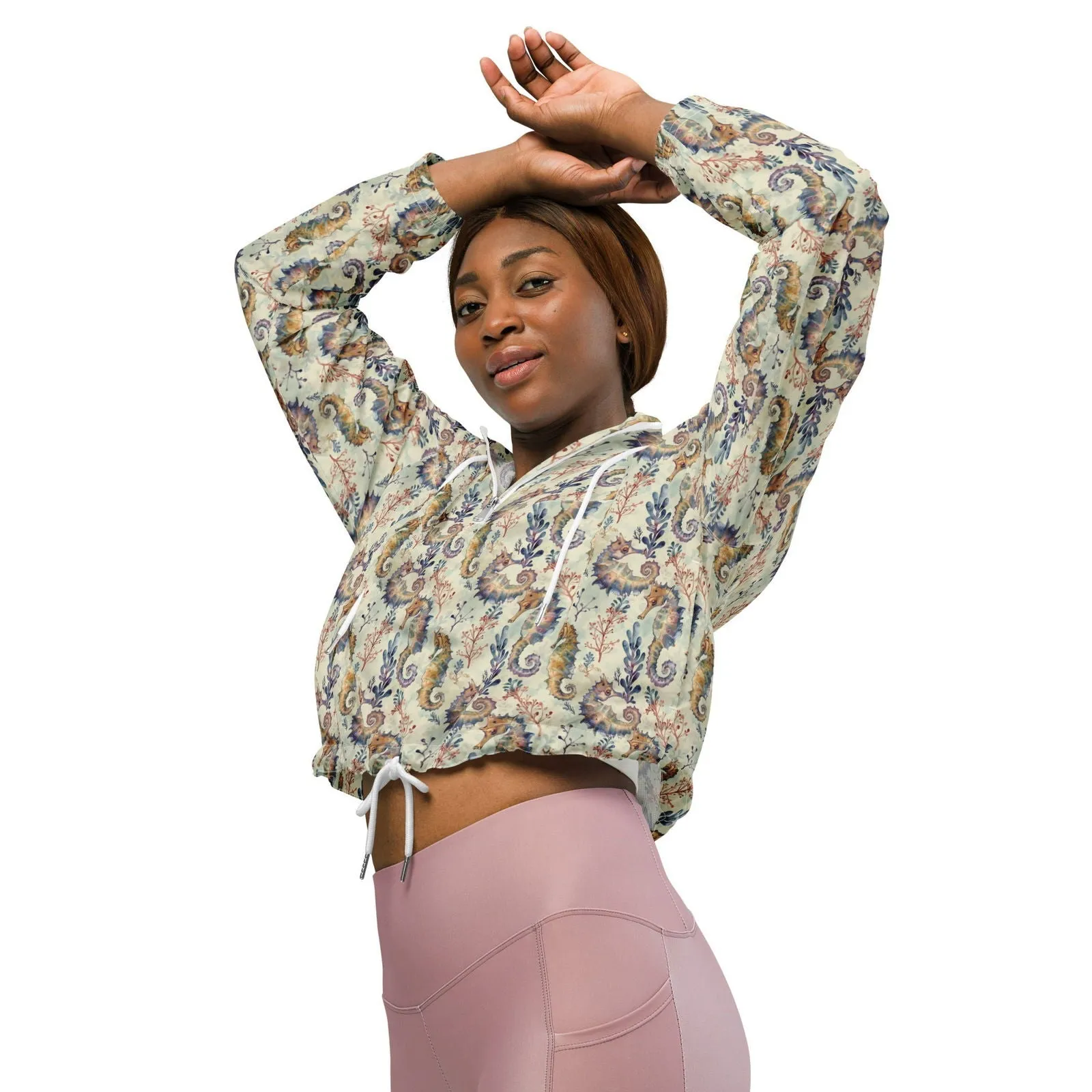 Seahorse Haven Women’s cropped Windbreaker