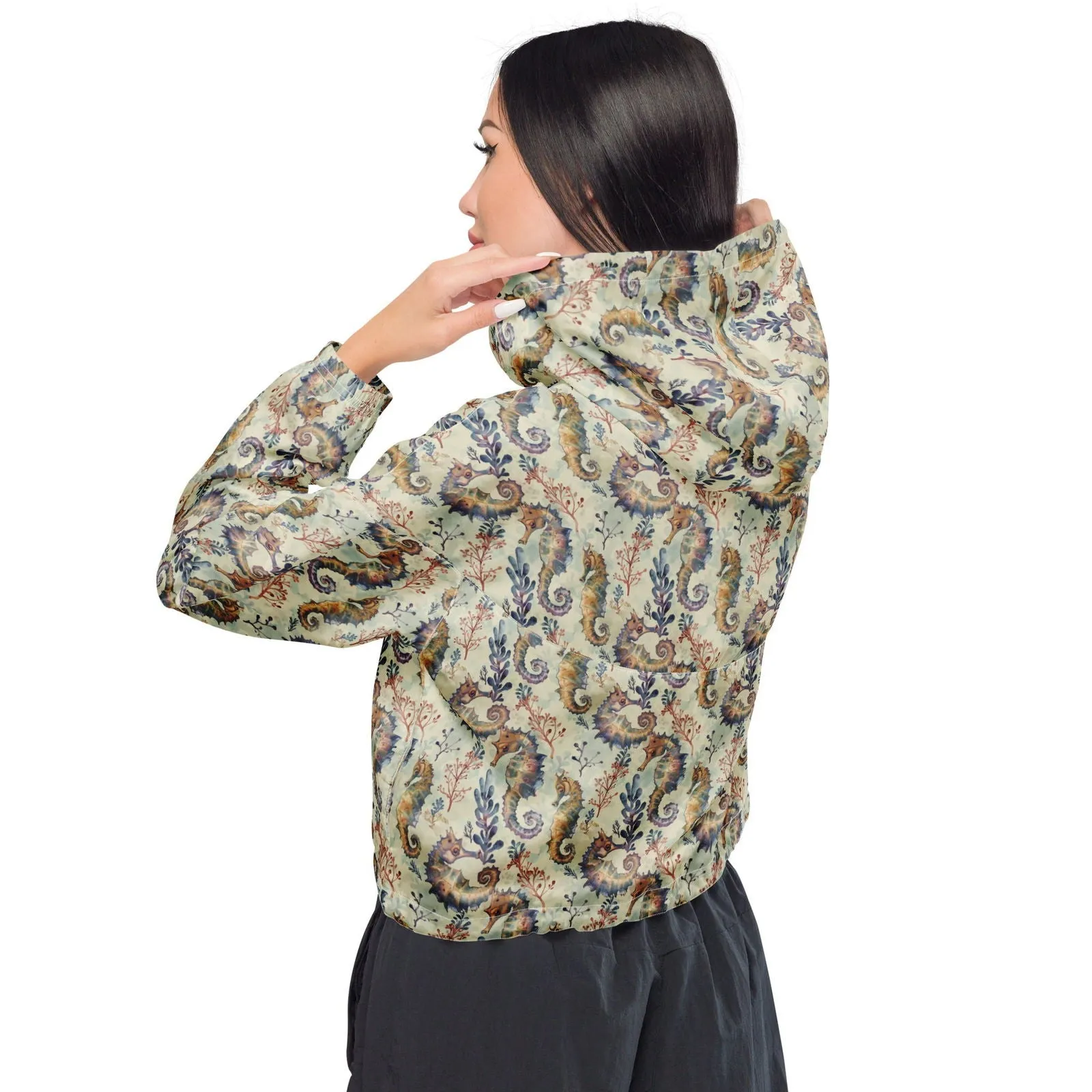 Seahorse Haven Women’s cropped Windbreaker