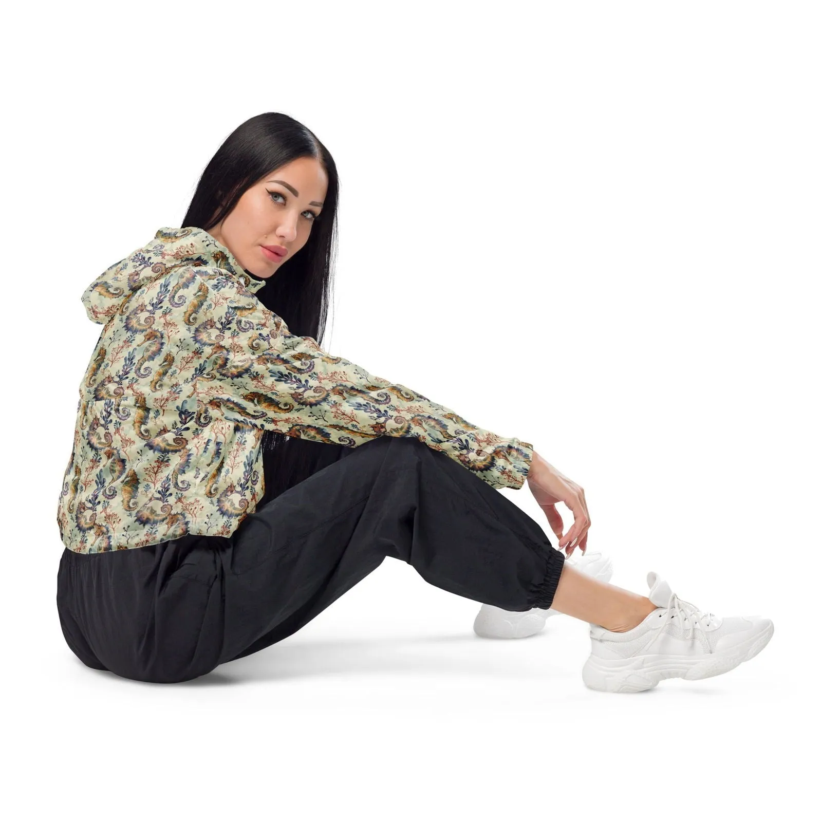 Seahorse Haven Women’s cropped Windbreaker