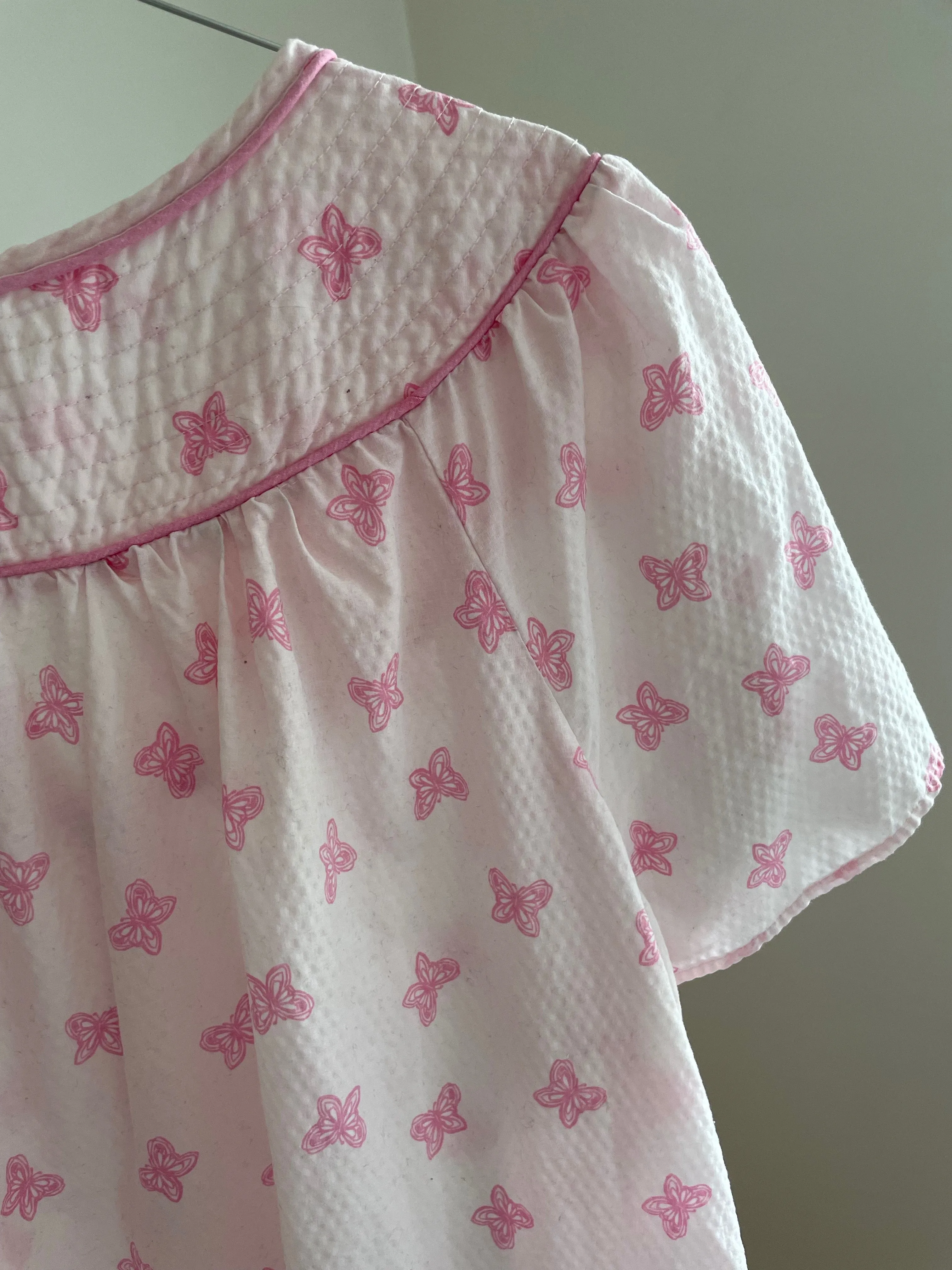 Seersucker Butterfly Print Dress