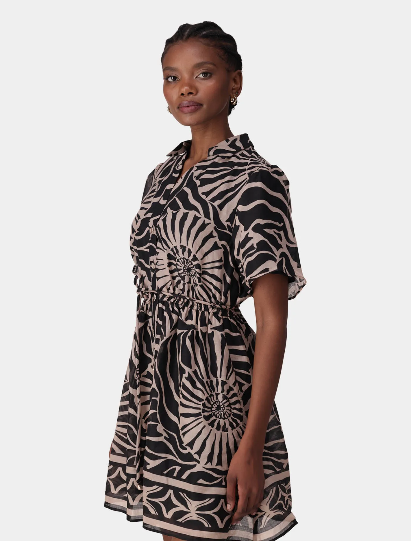 Selma Puff Sleeve Shirt Mini Dress