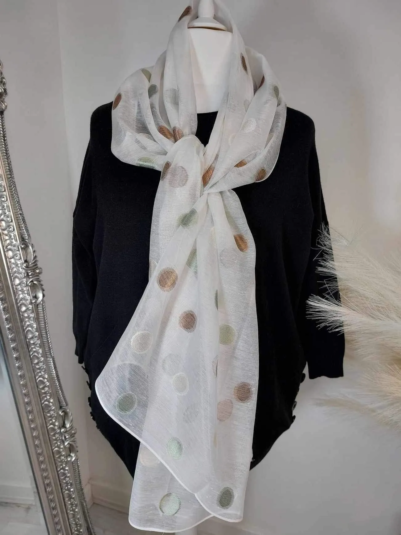 Silk Semi Sheer Polka Dot Scarf - choose your colour