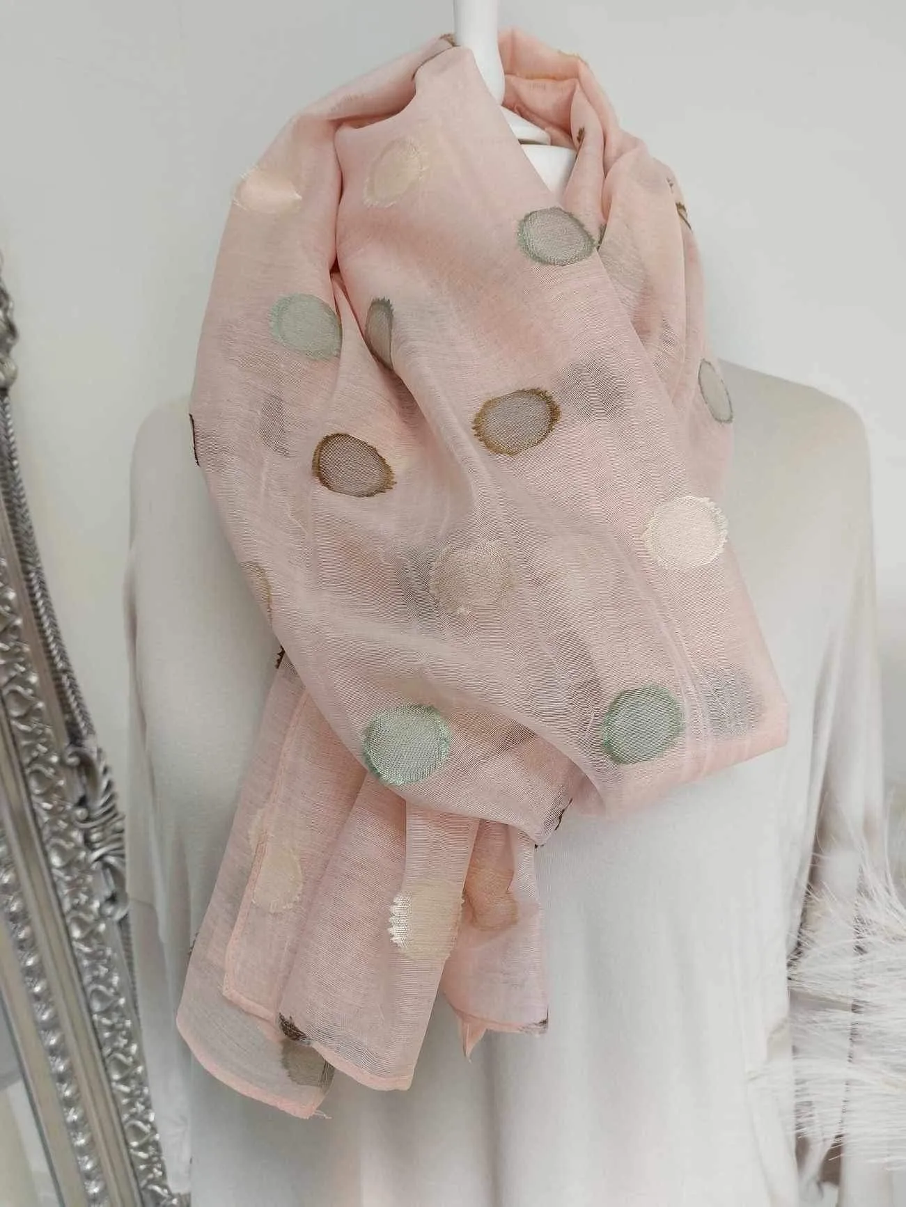 Silk Semi Sheer Polka Dot Scarf - choose your colour