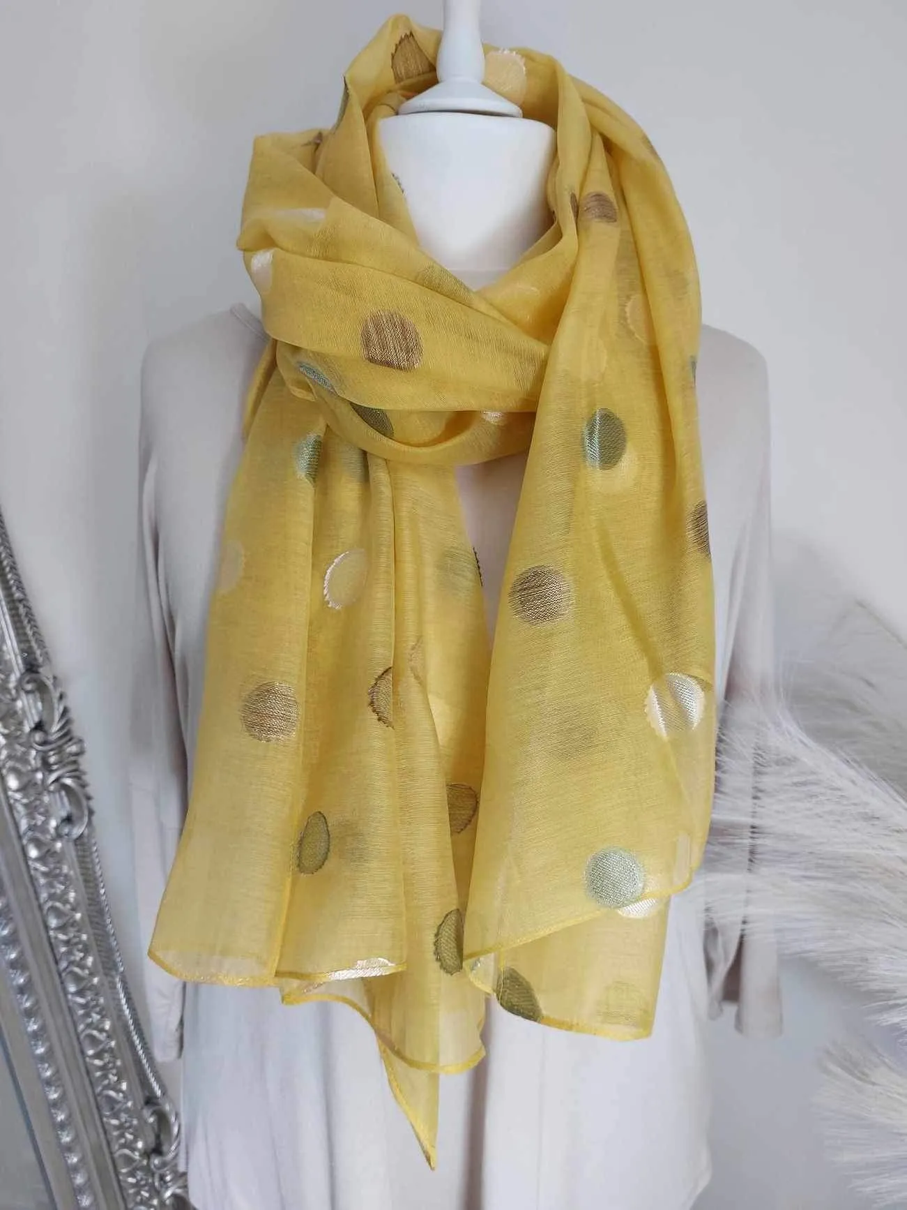 Silk Semi Sheer Polka Dot Scarf - choose your colour
