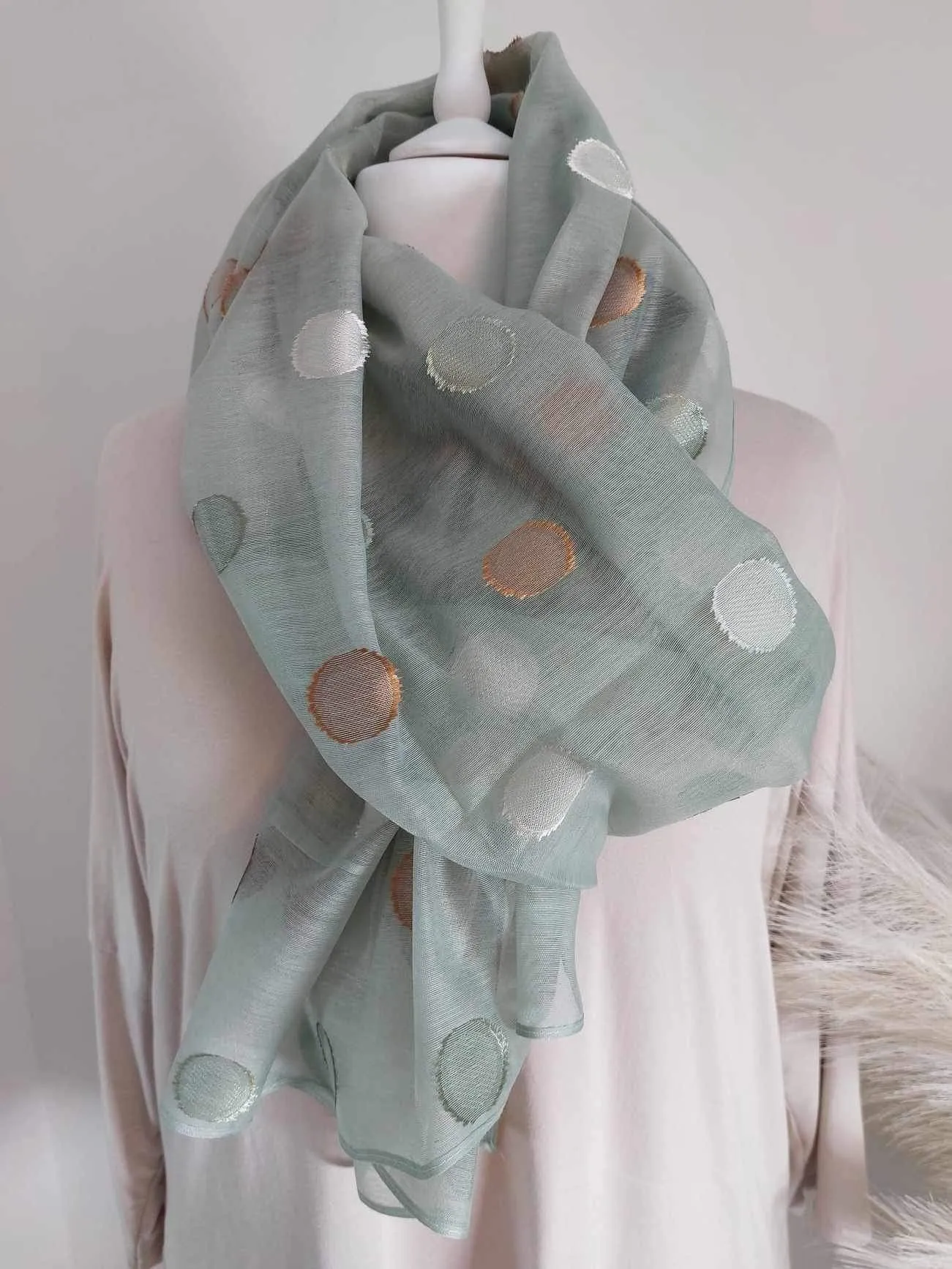 Silk Semi Sheer Polka Dot Scarf - choose your colour