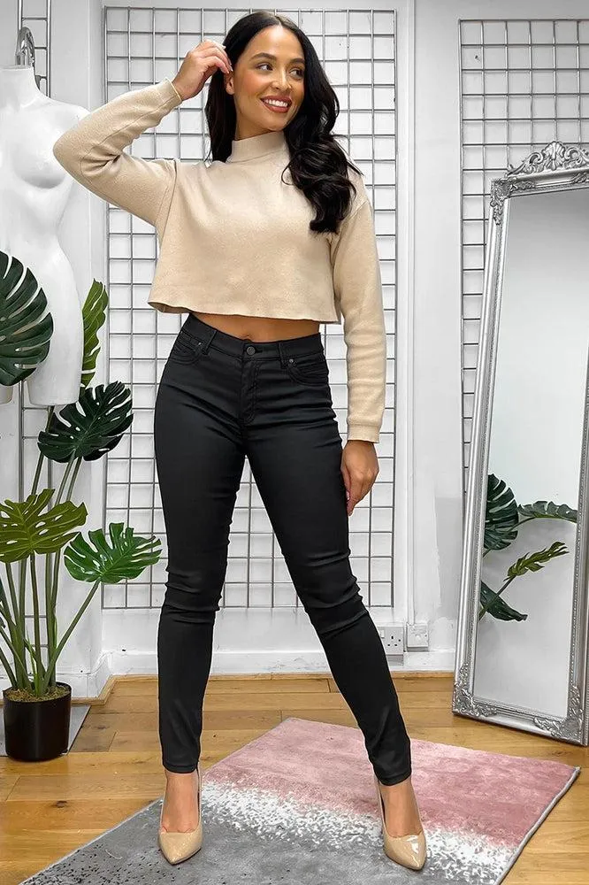 Silver Hardware Leather Coated Trousers