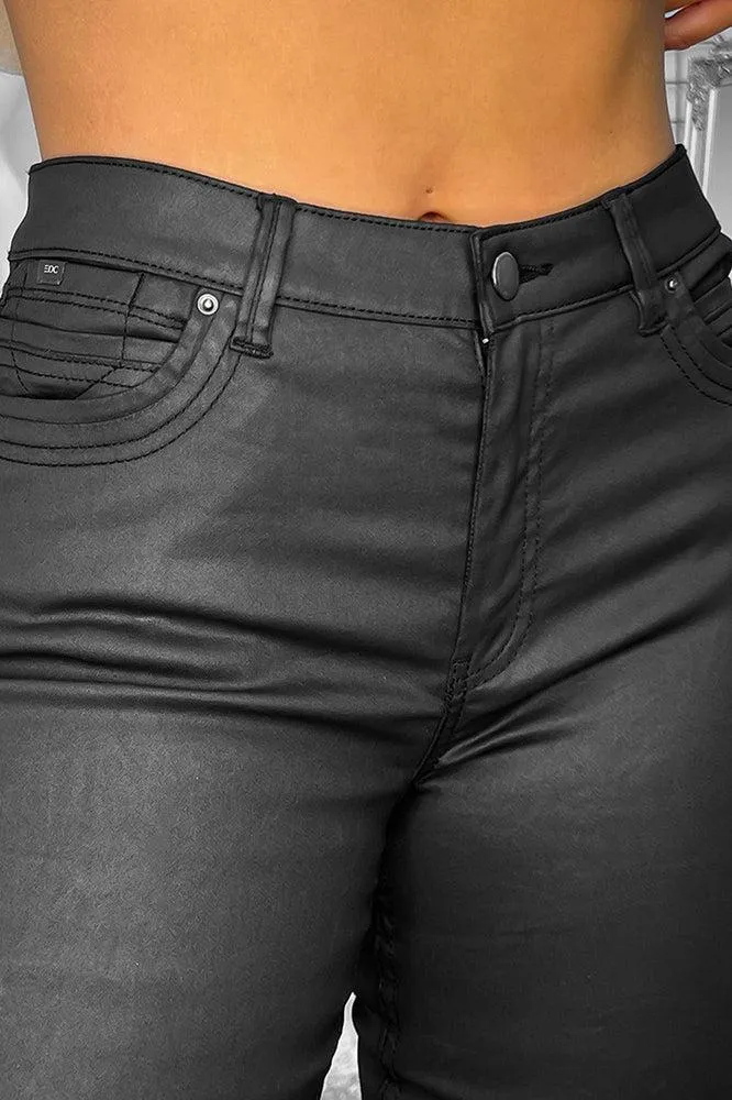 Silver Hardware Leather Coated Trousers