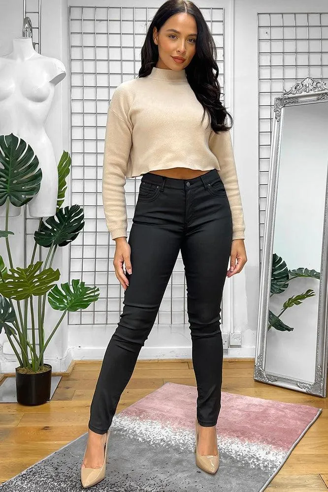 Silver Hardware Leather Coated Trousers