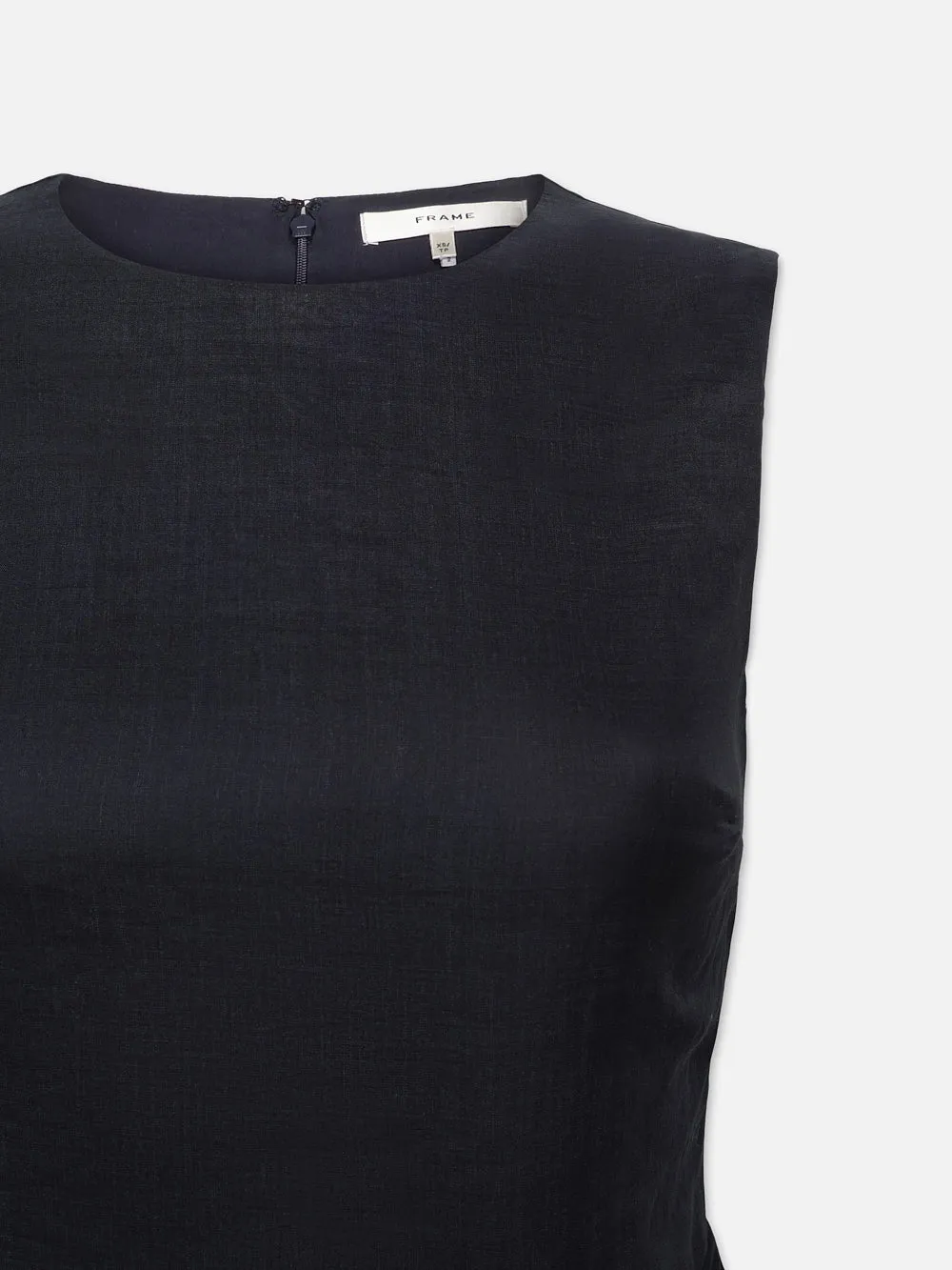 Sleeveless Ruched Front Tie Dress -- Navy