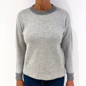 Smoke Grey Waffle Knit Cashmere Crew Neck Jumper Medium