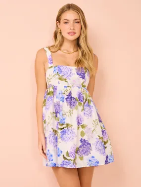 Sofia Kaia Open Back Mini Dress in Hydrangea