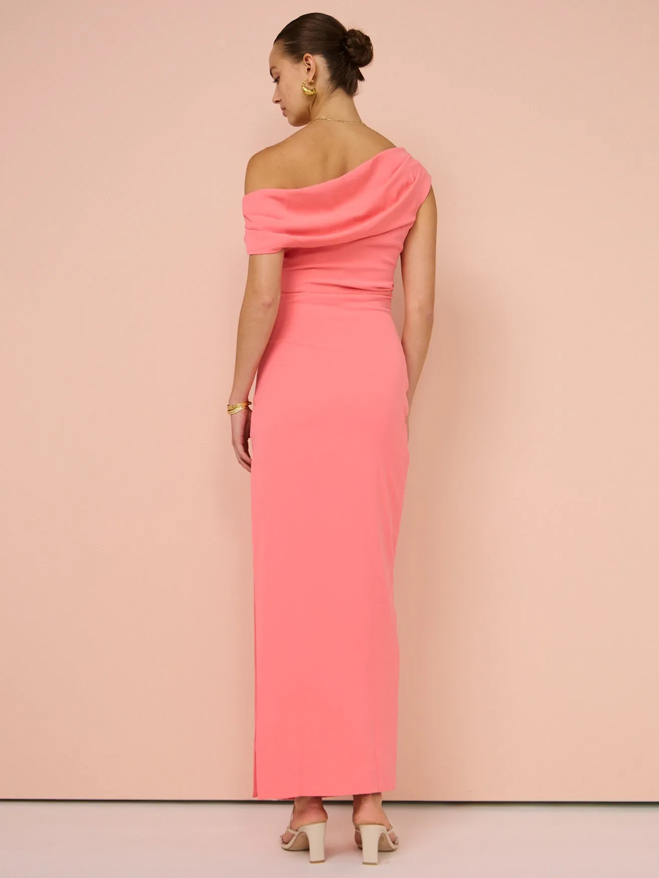 Sofia The Label Alexis Off Shoulder Gown in Watermelon