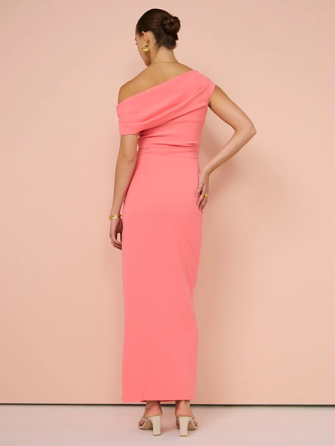 Sofia The Label Alexis Off Shoulder Gown in Watermelon