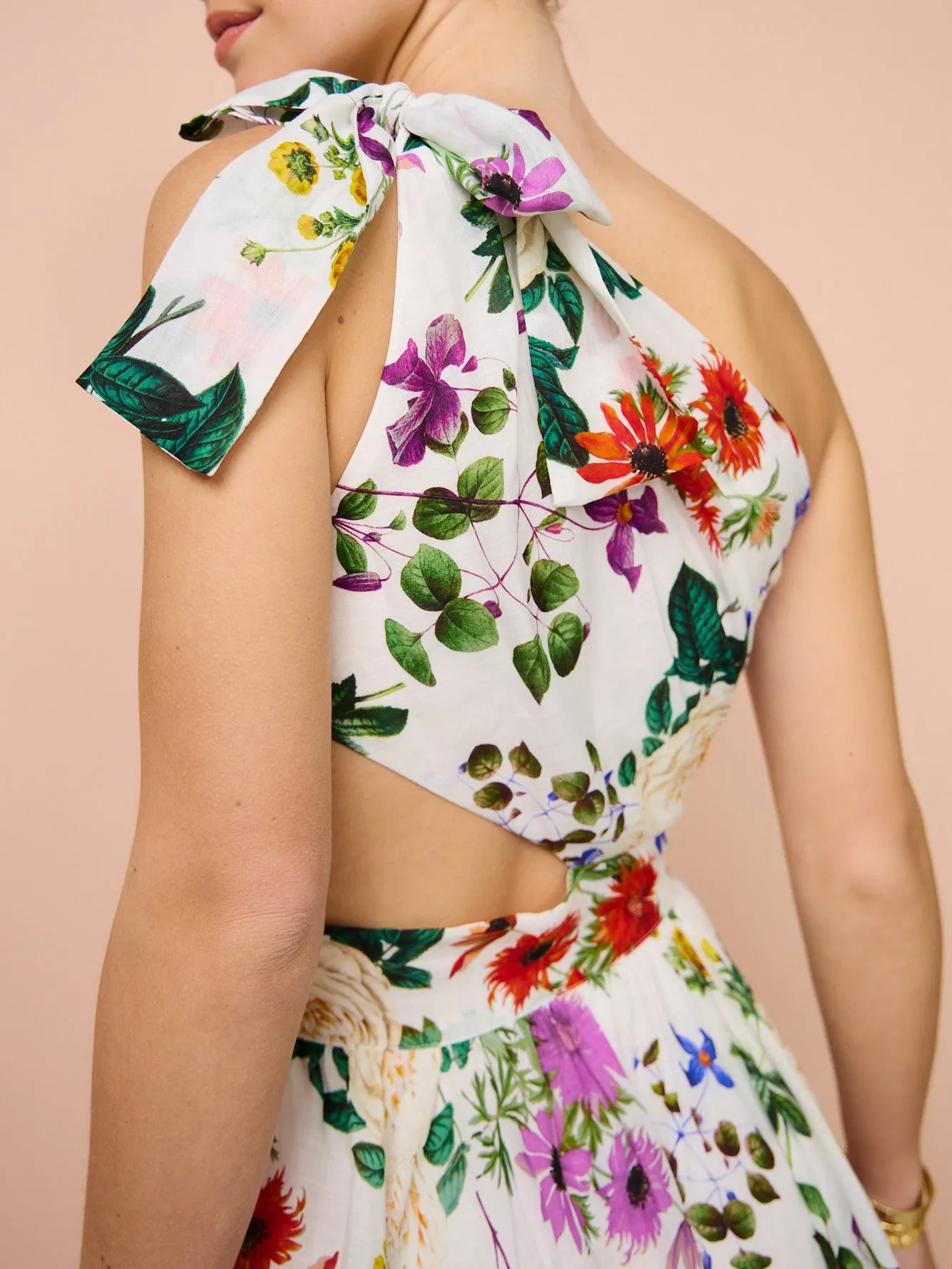 Sofia The Label Birdie One Shoulder Mini Dress in Enchanted Floral