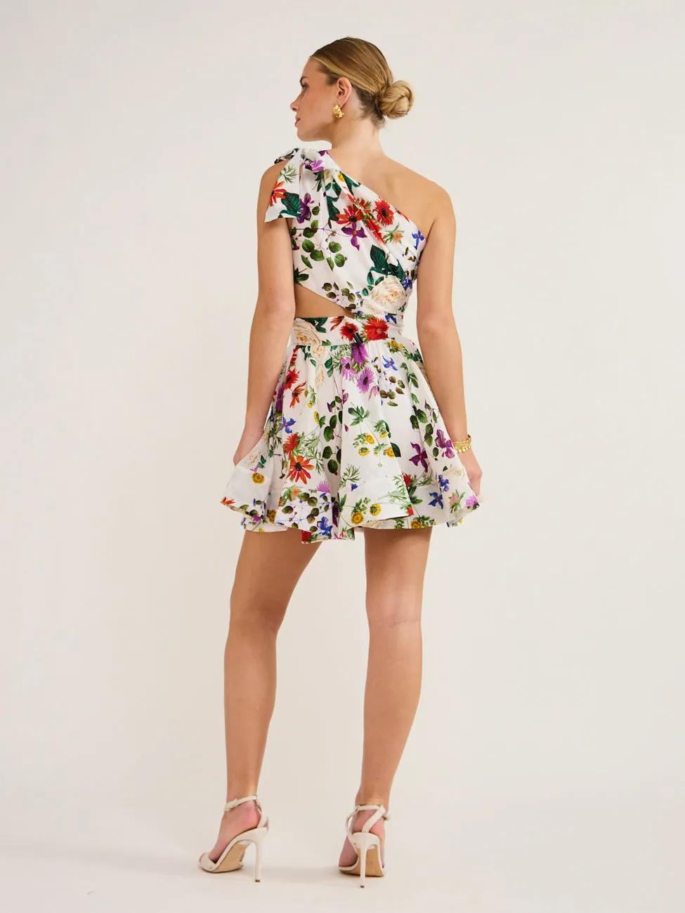 Sofia The Label Birdie One Shoulder Mini Dress in Enchanted Floral
