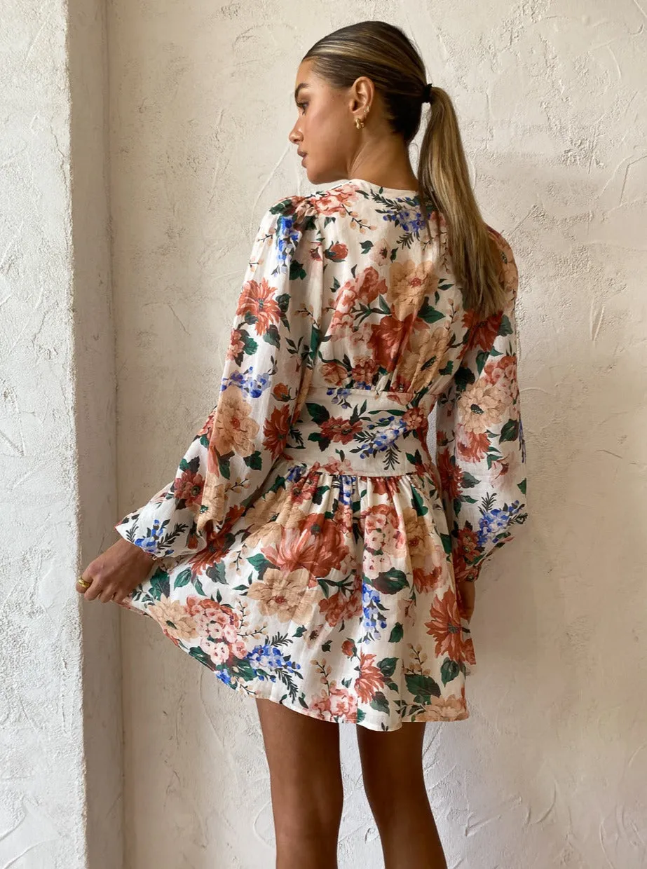 Sofia The Label Capri Long Sleeve Mini Dress in Botanical