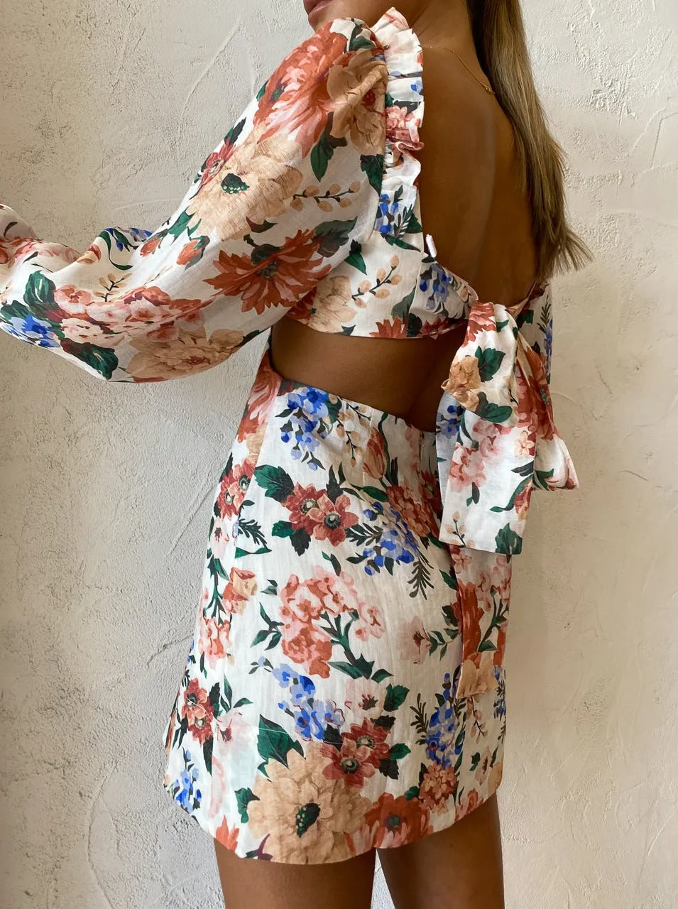 Sofia The Label Goldie Cut Out Mini Dress in Botanical