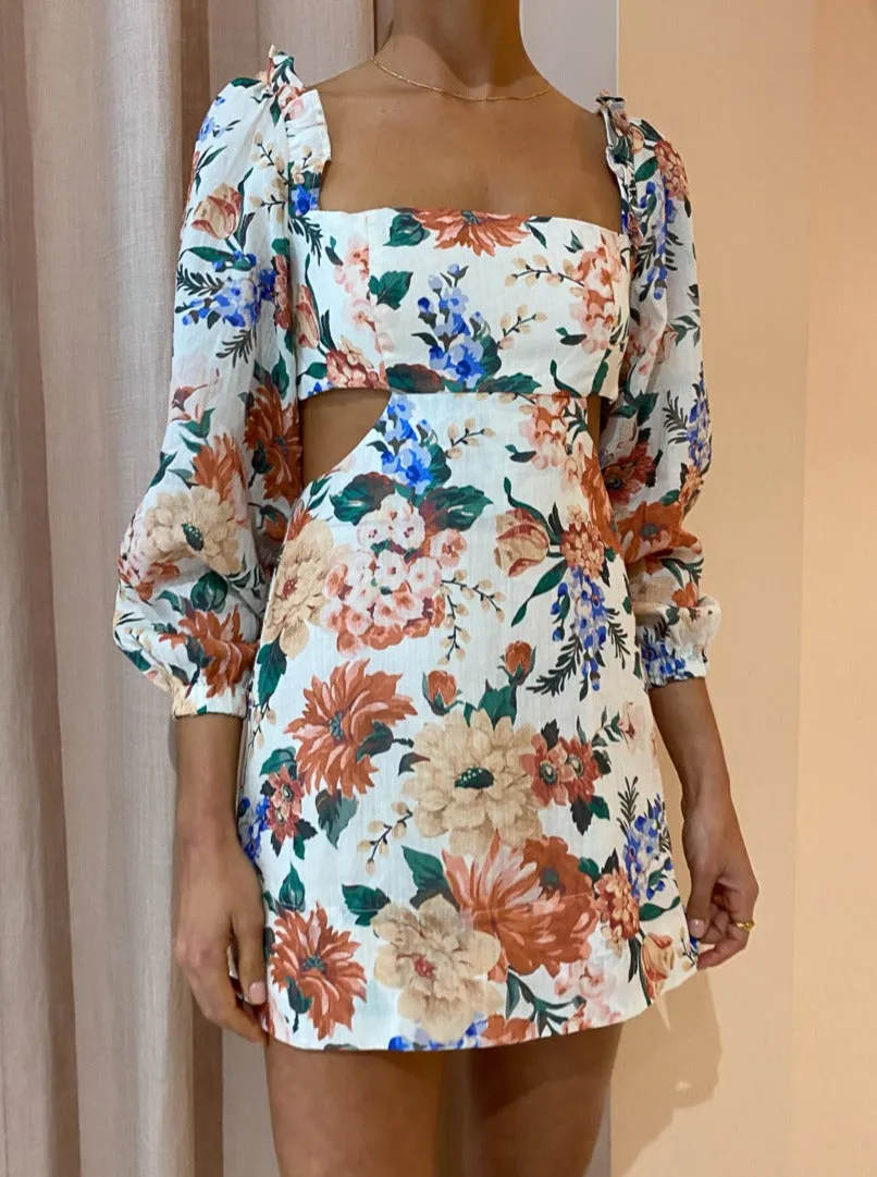 Sofia The Label Goldie Cut Out Mini Dress in Botanical