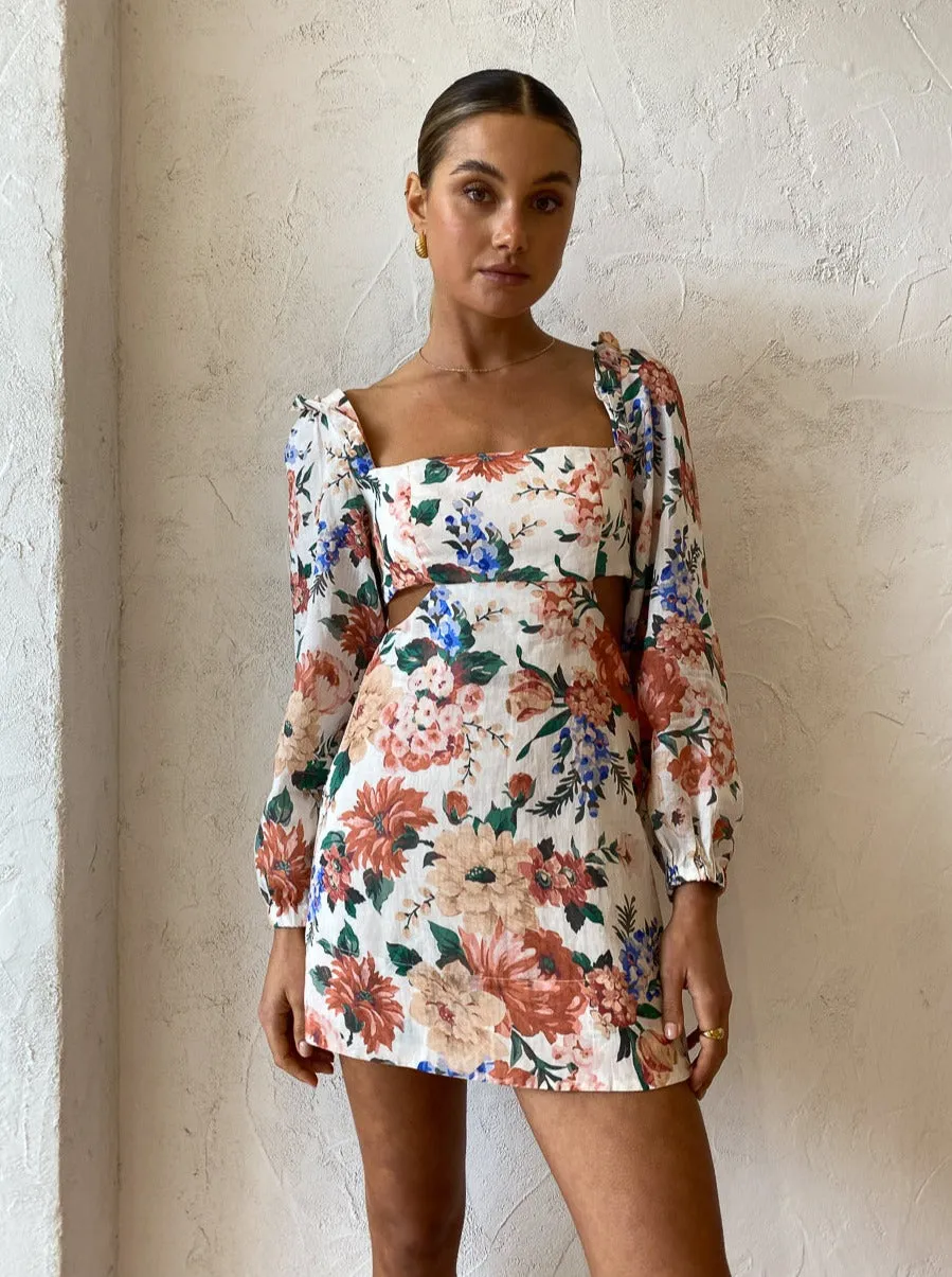 Sofia The Label Goldie Cut Out Mini Dress in Botanical