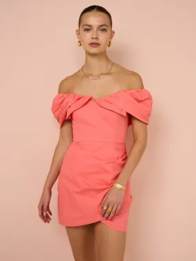 Sofia The Label Hailey Off Shoulder Mini Dress in Watermelon