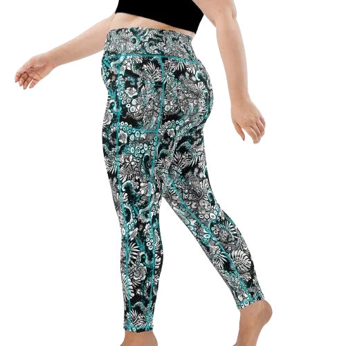 Spacefish Army Electric Blue Octofloral Leggings