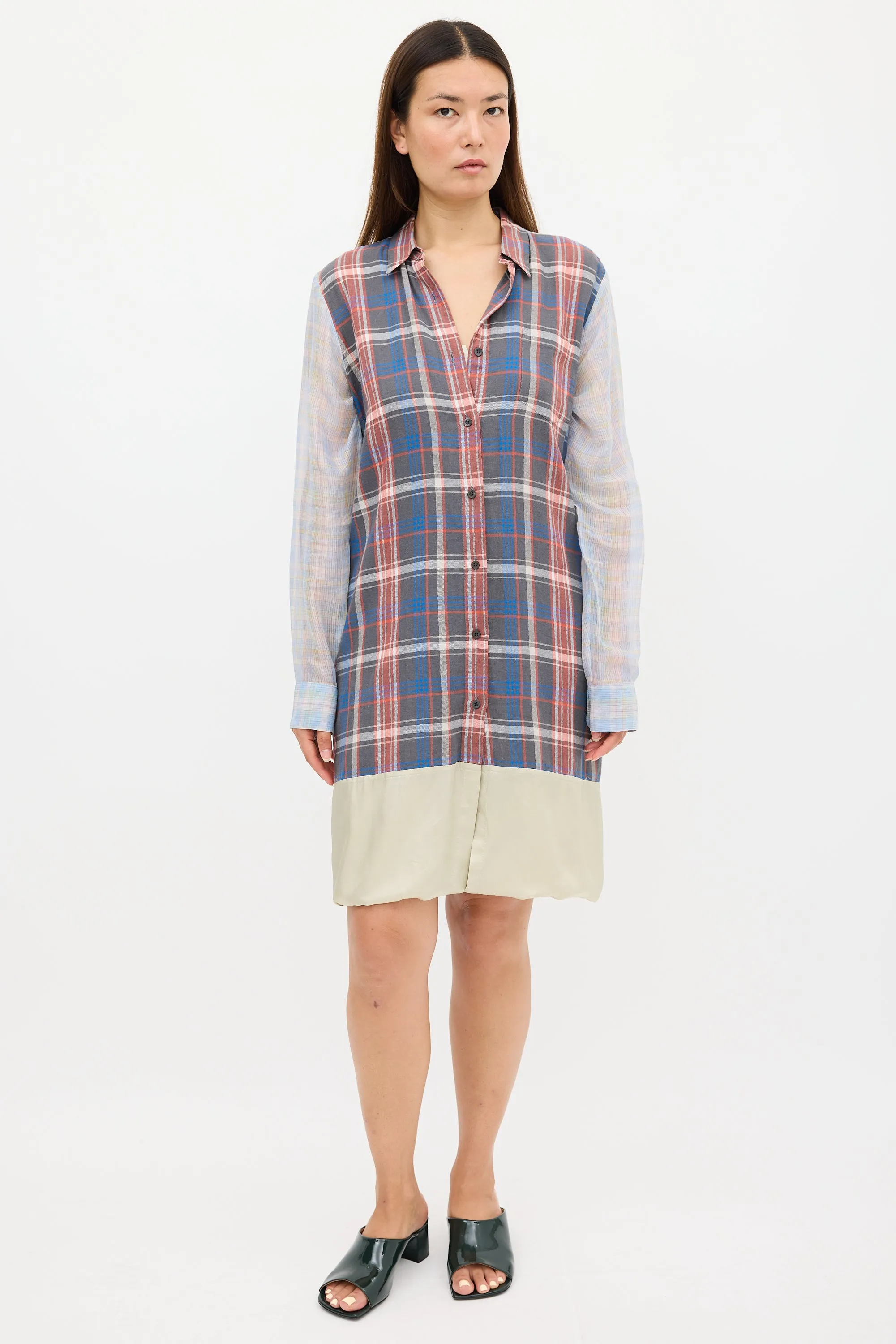 SS 2013 Blue & Multicolour Plaid Layered Dress