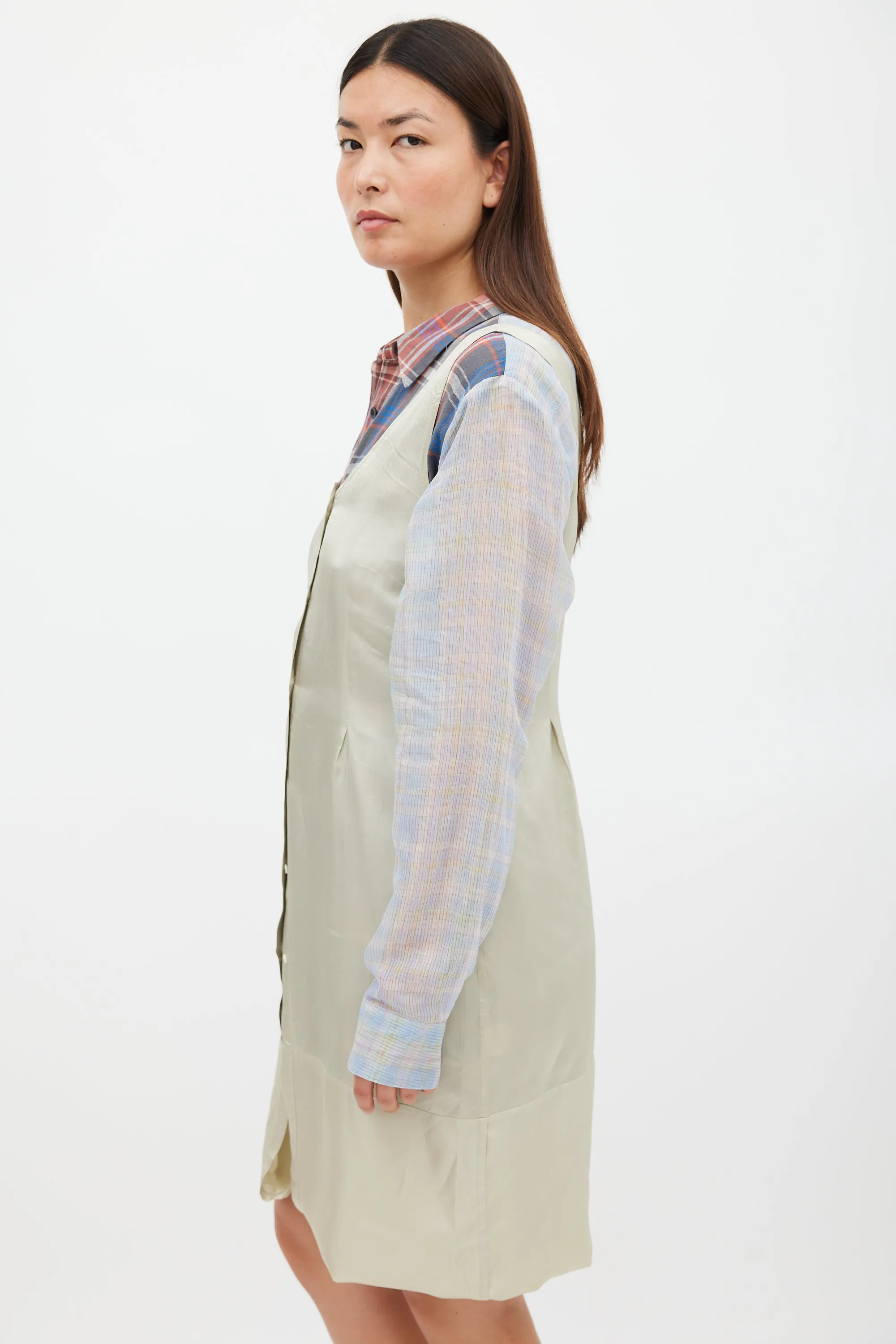 SS 2013 Blue & Multicolour Plaid Layered Dress