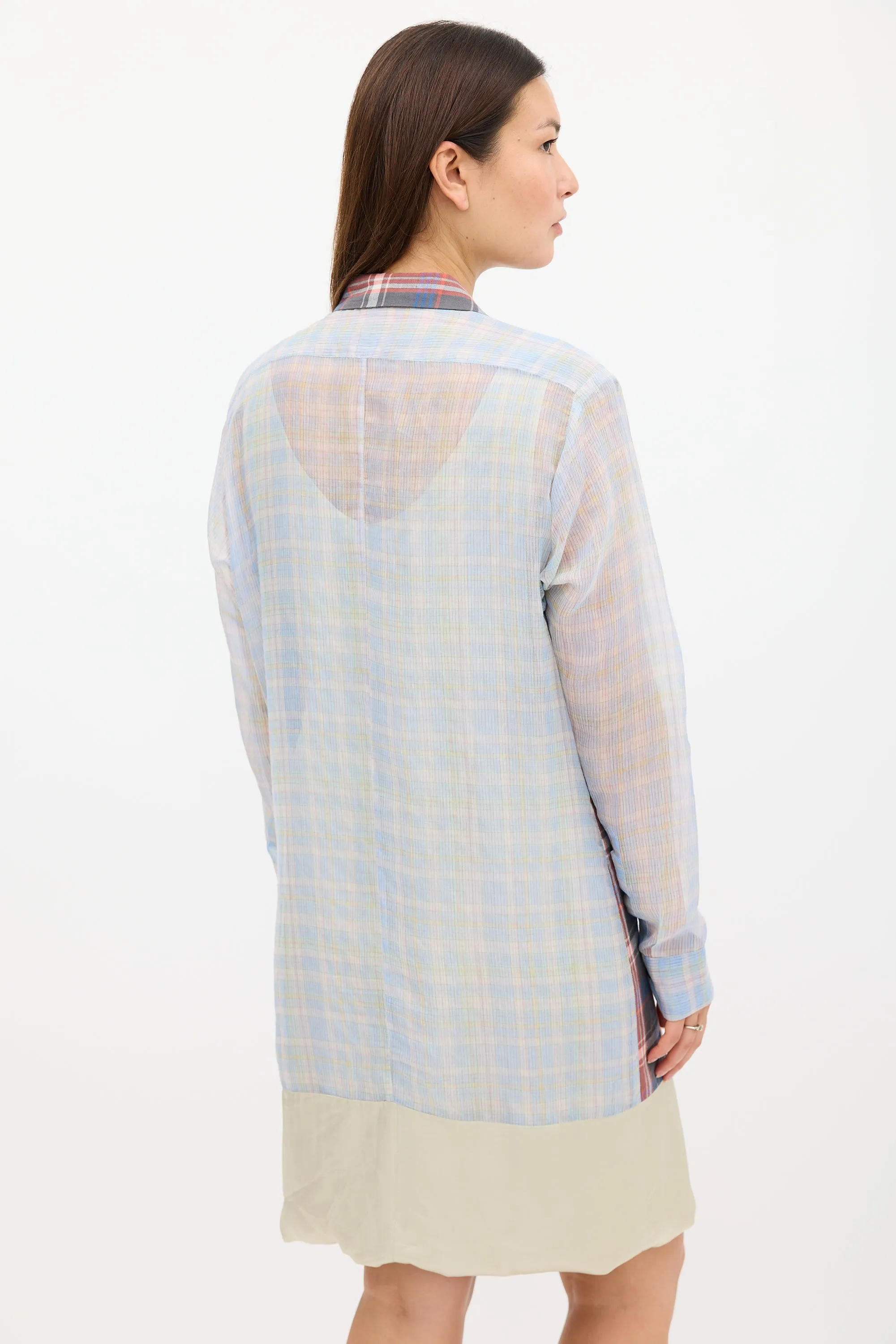 SS 2013 Blue & Multicolour Plaid Layered Dress