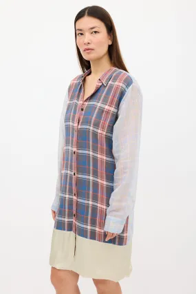 SS 2013 Blue & Multicolour Plaid Layered Dress