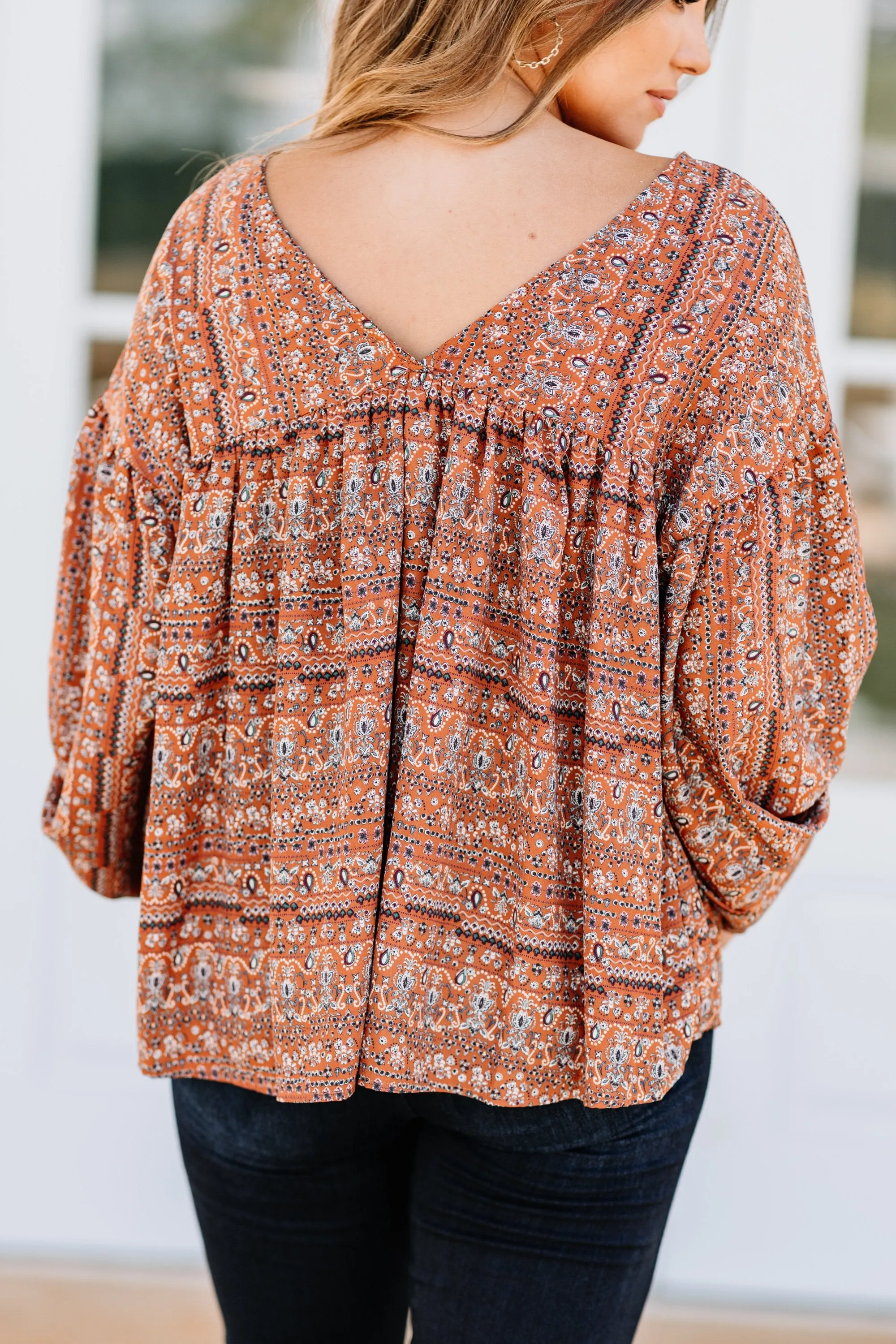 Such A Wanderer Rust Orange Boho Top