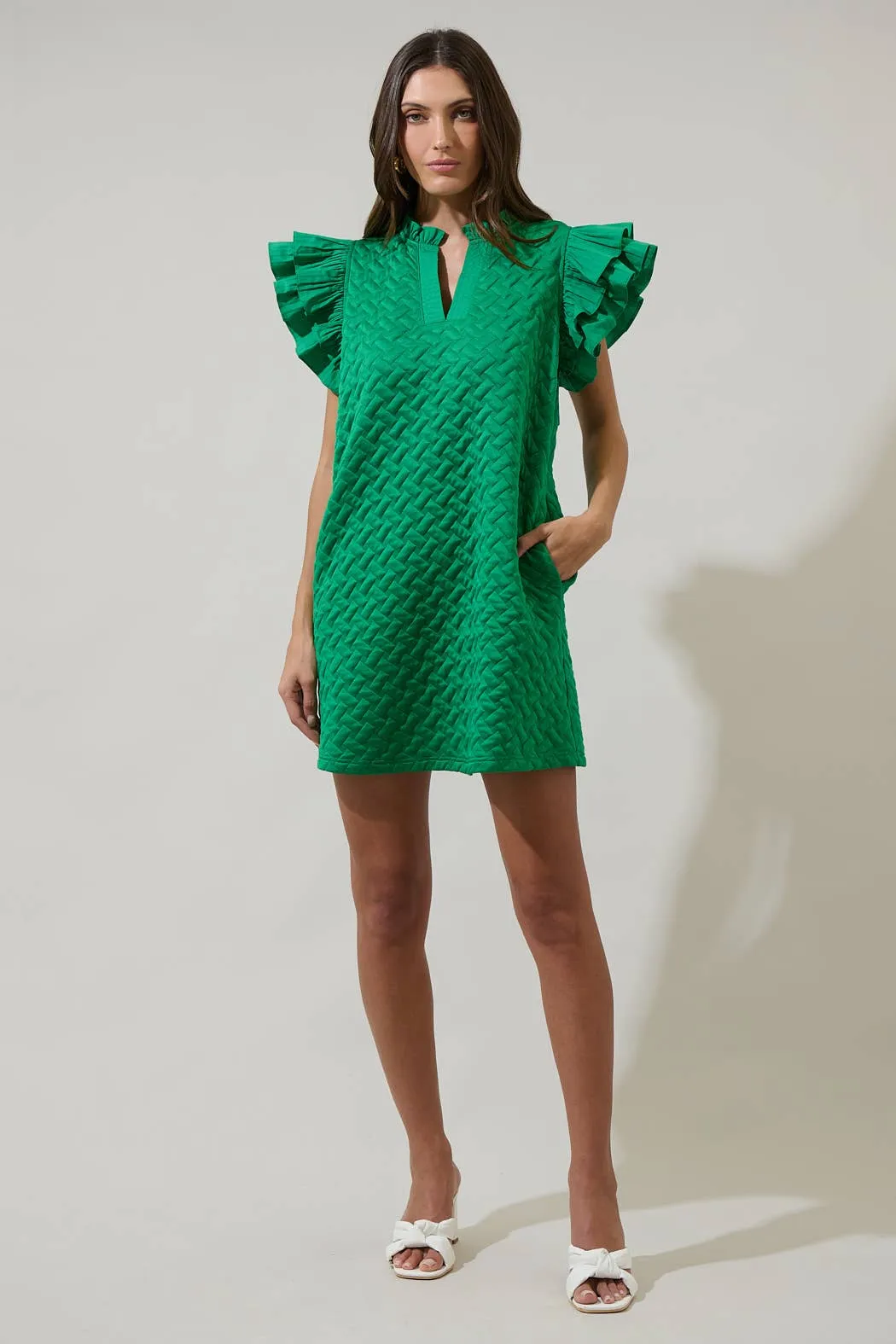 Sugarlips Yulia Quilted Adalee Ruffle Mini Dress