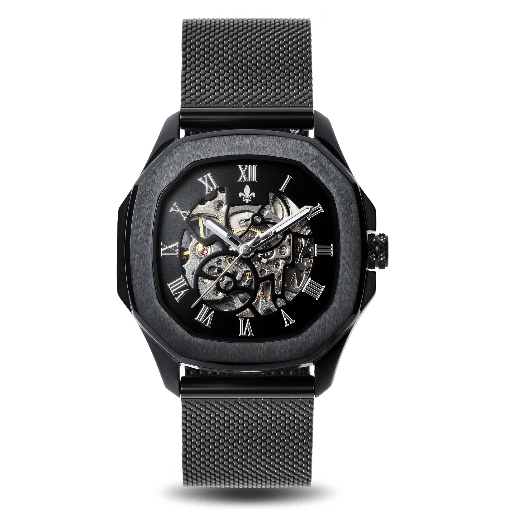 The Avalon Black   Black Mesh Interchangeable Strap