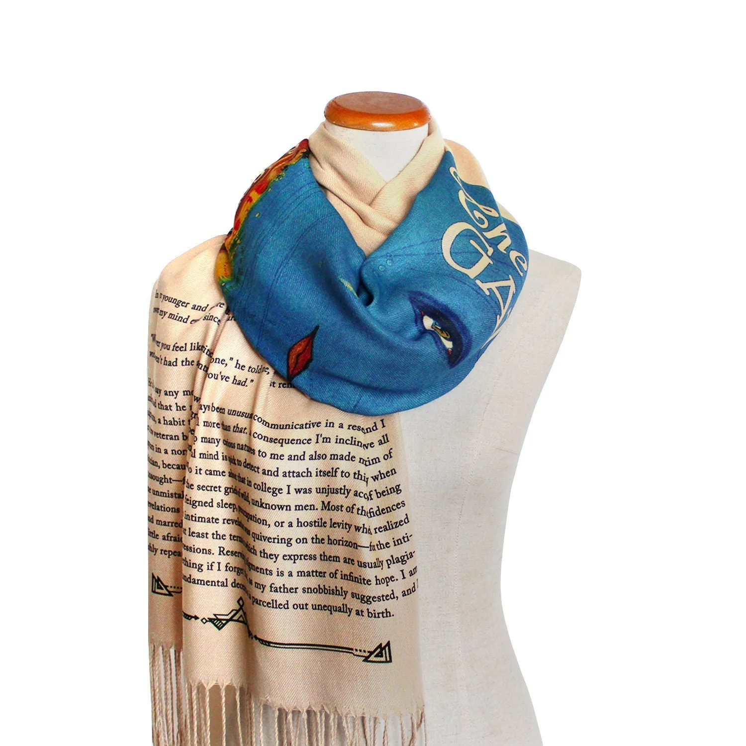 The Great Gatsby by F. Scott Fitzgerald Scarf Shawl Wrap. Book Scarf, Bookish Gift, Literary Gift, Book Lover Scarf, Librarian gift.