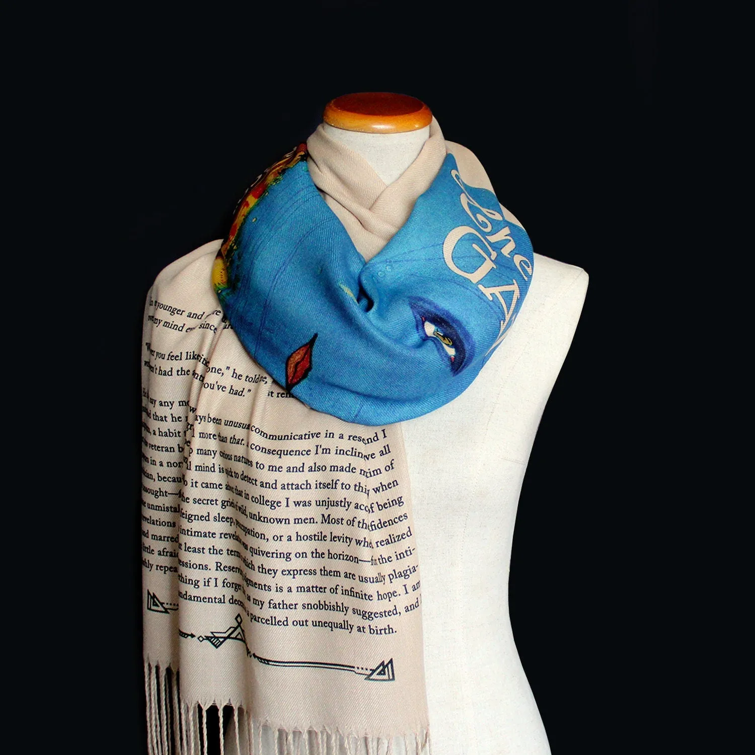 The Great Gatsby by F. Scott Fitzgerald Scarf Shawl Wrap. Book Scarf, Bookish Gift, Literary Gift, Book Lover Scarf, Librarian gift.