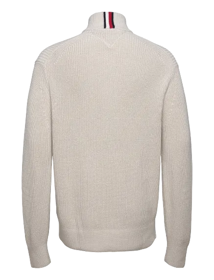 Tommy Hilfiger - Half Zip Rib Texture Jumper - Alabaster | Desert Sky | National Forest