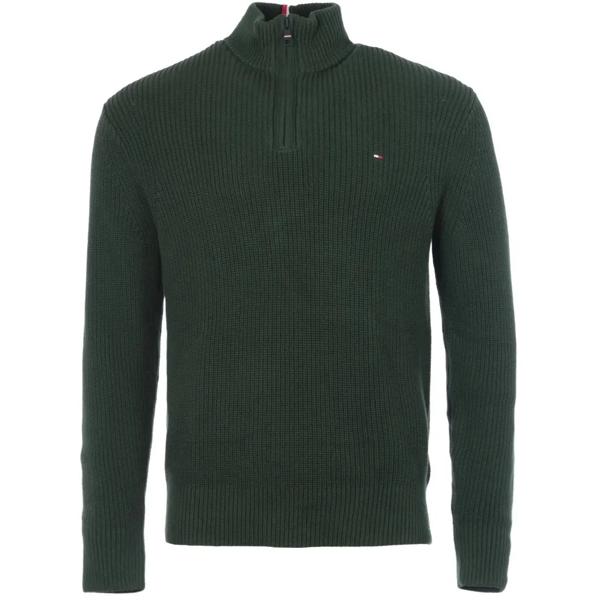 Tommy Hilfiger - Half Zip Rib Texture Jumper - Alabaster | Desert Sky | National Forest