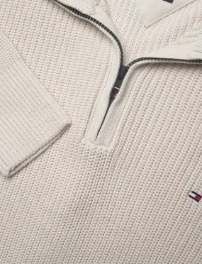Tommy Hilfiger - Half Zip Rib Texture Jumper - Alabaster | Desert Sky | National Forest