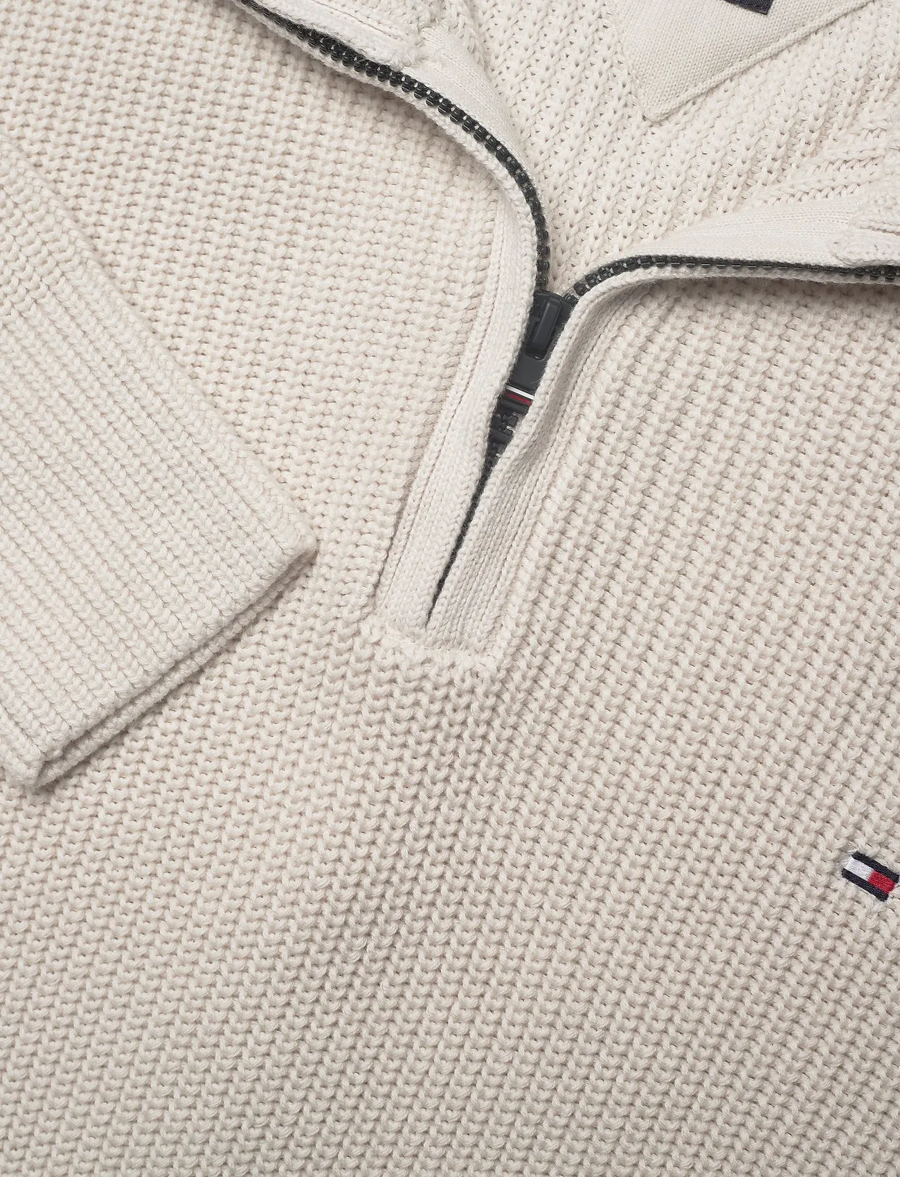 Tommy Hilfiger - Half Zip Rib Texture Jumper - Alabaster | Desert Sky | National Forest