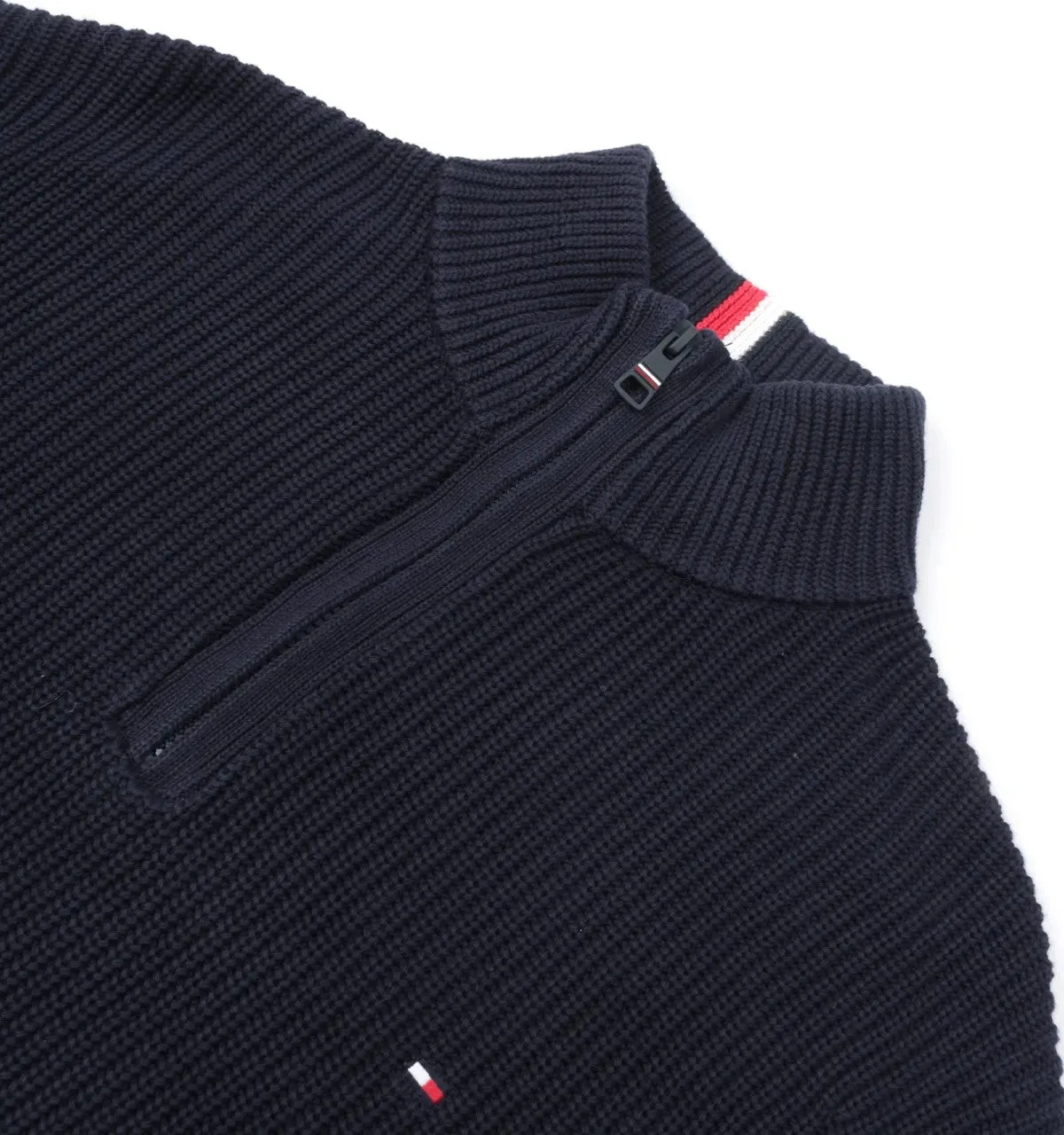 Tommy Hilfiger - Half Zip Rib Texture Jumper - Alabaster | Desert Sky | National Forest