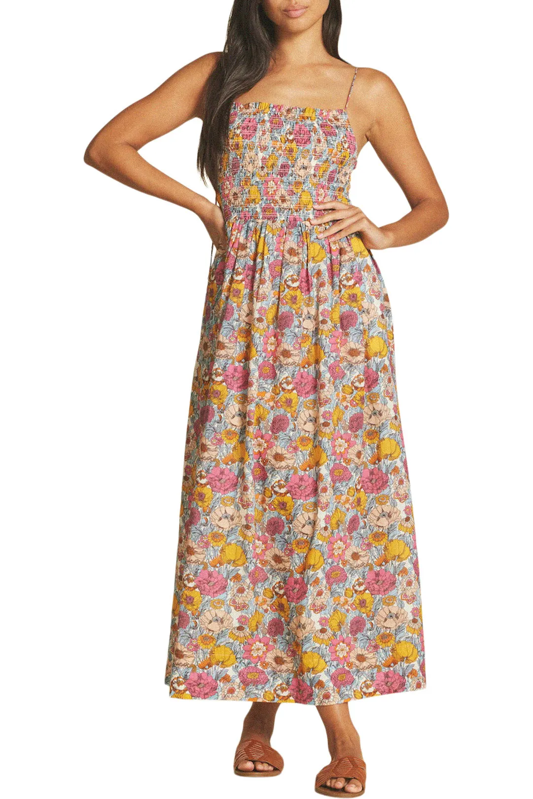 Trovata Birds of Paradis Carmen Dress in Dawn Fleurettes