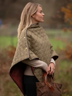 Tweed Shawl - Green Brown Check