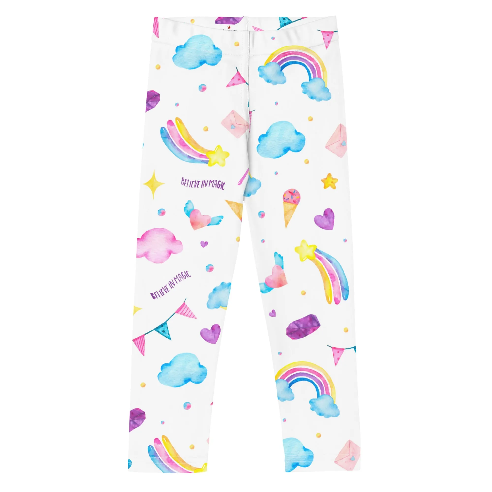 Unicorn Girls Leggings (2T-7), Believe in Magic Rainbow Watercolor Pink Fun Toddlers Baby Kids Children Yoga Pants Tights