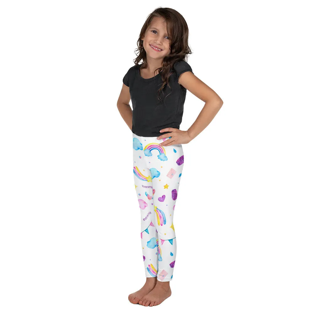 Unicorn Girls Leggings (2T-7), Believe in Magic Rainbow Watercolor Pink Fun Toddlers Baby Kids Children Yoga Pants Tights