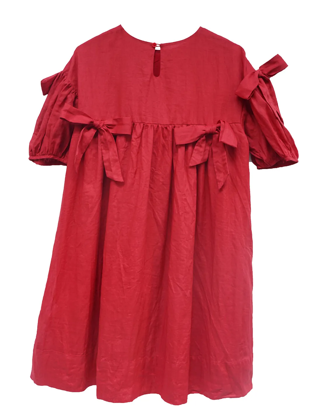 Unlogical Poem Handmade Yoyo Flower Bow Short Bud Dress
